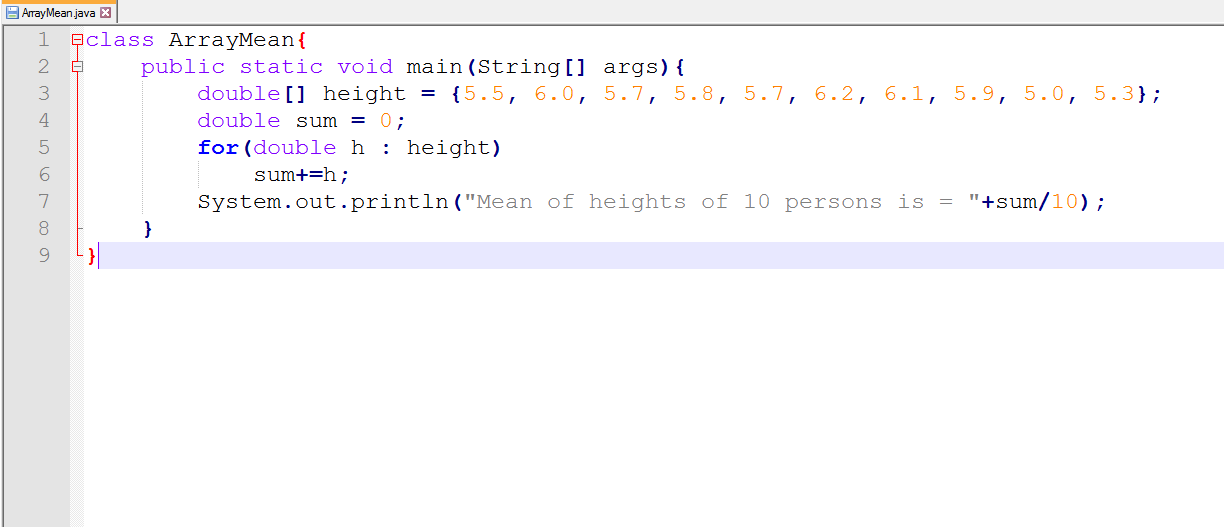 This image describes the creation of 1-D array in java.